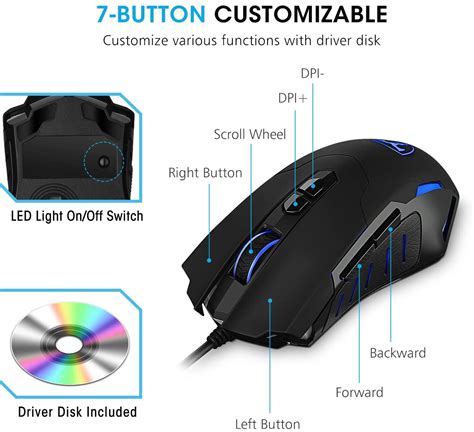 Electronics Ergonomic Game Computer Mice With 7 Buttons For Pcgamer