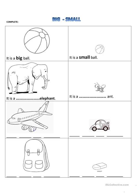 Big And Small English Esl Worksheets For Distance Learning And