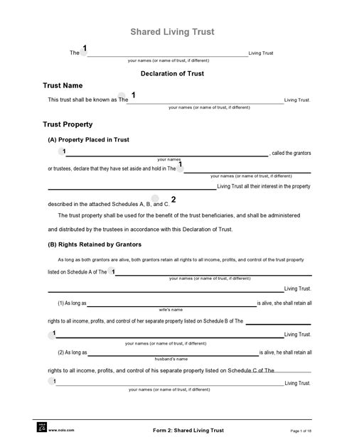 Free Living Trust Forms Templates Word Templatearchive