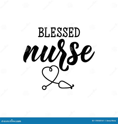 Blessed Nurse Lettering Calligraphy Vector Ink Illustration Stock