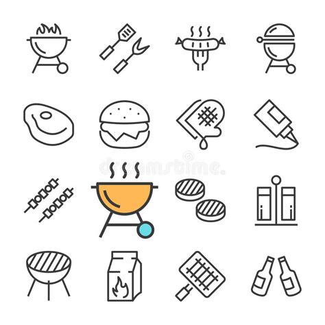 Vector Black Barbecue Icons Set Stock Vector Illustration Of Picnic