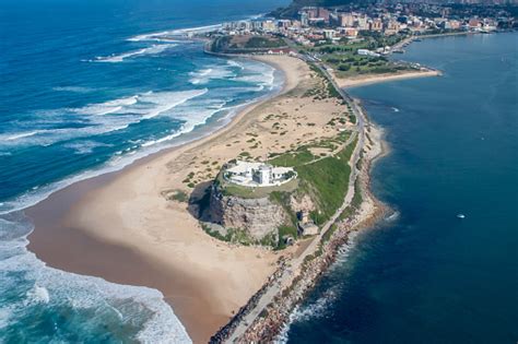 The newcastle metropolitan area is the second most populated area in the australian state of new south wales. Nobbys Lighthouse Newcastle Australia Aerial View Stock ...