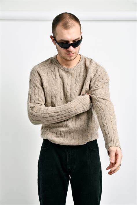 Vintage Beige Sweater Mens Vintage Clothes Online For Men