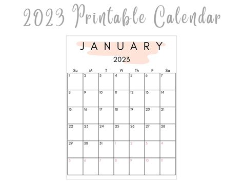 Printable 2023 Calendar Digital Calendar Pdf Calendar Instant