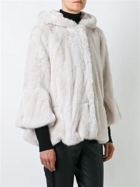 Twin Set Short Fur Coat In White Lyst