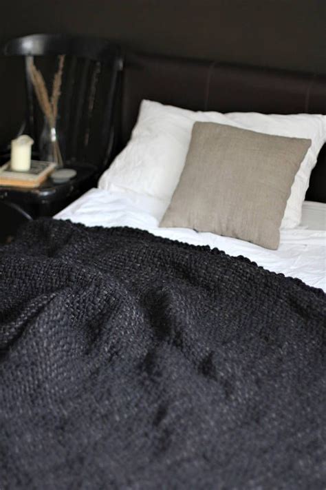 Wabi Sabi Black Wool Blanket Woven Blanket Throw Bed Runner Etsy