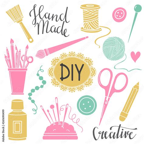 Arts And Crafts Sewing Painting Supplies Tools Stock Vector Adobe Stock