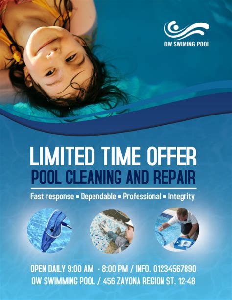 Swimming Pool Cleaning Service Flyer Template Postermywall