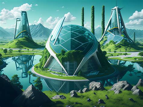 A utopian future where renewable energy sources power a sustainable