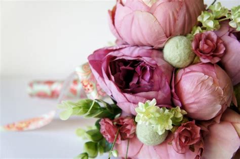 Blush Peony Bridal Bouquet Silk Wedding Flowers Vintage Wedding