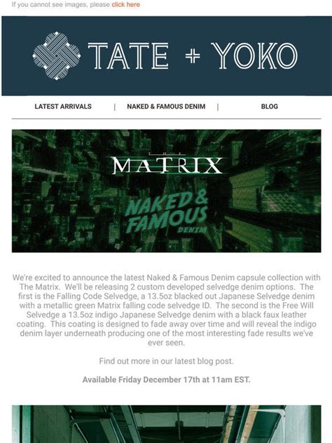 Tate Yoko Naked Famous Denim X The Matrix Coming December Th