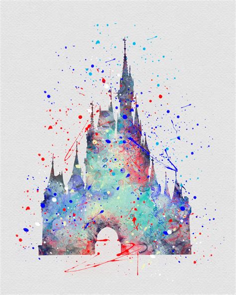 Cinderella Castle 5 Watercolor Art Print Watercolor Disney Disney