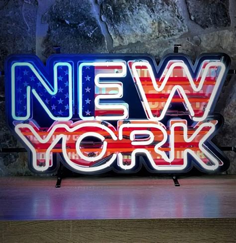 Neon Sign New York Flag 70 X 40cm Sound Leisure Limited