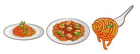 Spaghetti Meal Set 965991 Vector Art At Vecteezy