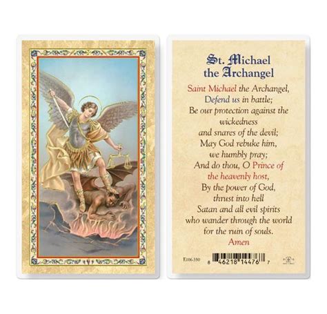 St Michael The Archangel Defend Us Gold Stamped Laminated Holy Cards