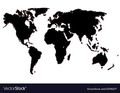 Map Of The World Black Silhouette Royalty Free Vector Image