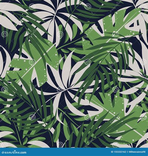 Modern Seamless Pattern With Tropical Plants Fashionable Texture