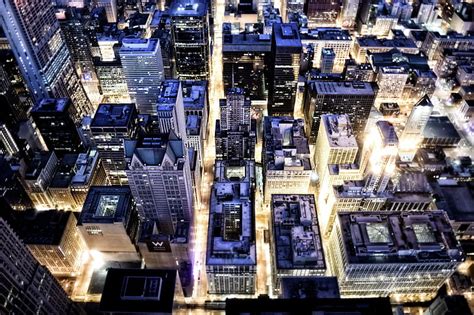 Royalty Free Photo Aerial View Of High Rise Buildings At Nighttime