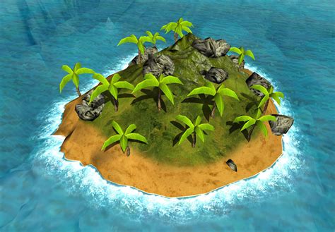 3d Model Island Set In Ocean With Palm Trees Vr Ar Low Poly Cgtrader