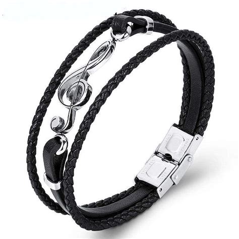 musical note leather bracelets leather bracelet bracelets for men stainless steel bracelet