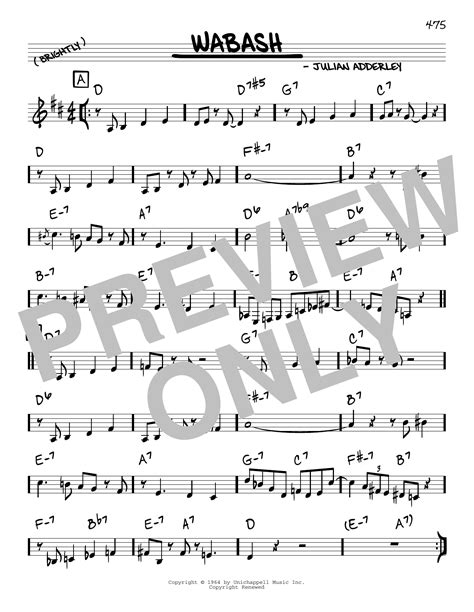 Wabash Sheet Music Cannonball Adderley Real Book Melody And Chords