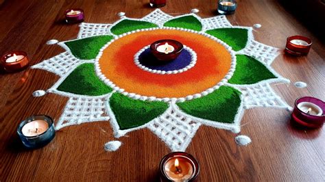 Simple Easy And Quick Freehand Rangoli Designs With Colours By Shital