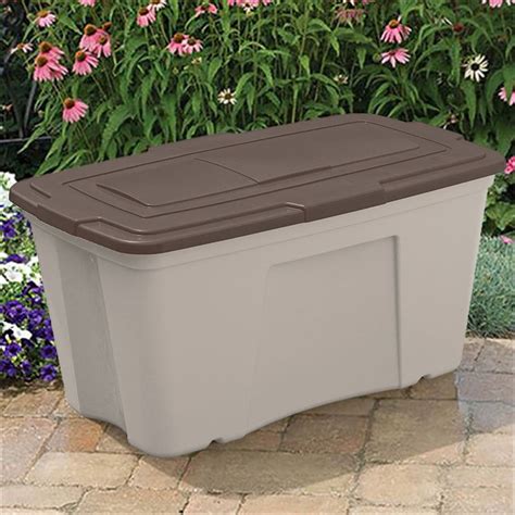 Suncast B501824 50 Gallon Taupe Outdoor Accessory Storage Bin With Lid