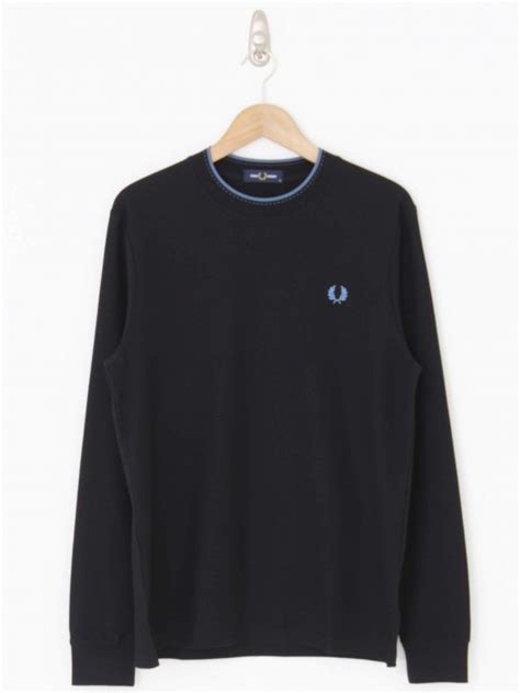 Fred Perry Tipped Long Sleeve T Shirt In Black Northern Threads