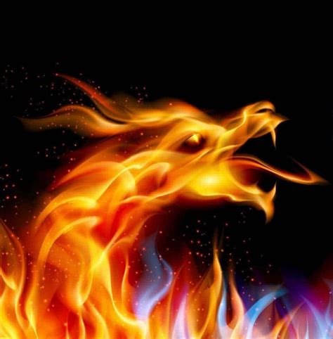 Download Bright Red Fire Burning Against A Dark Background