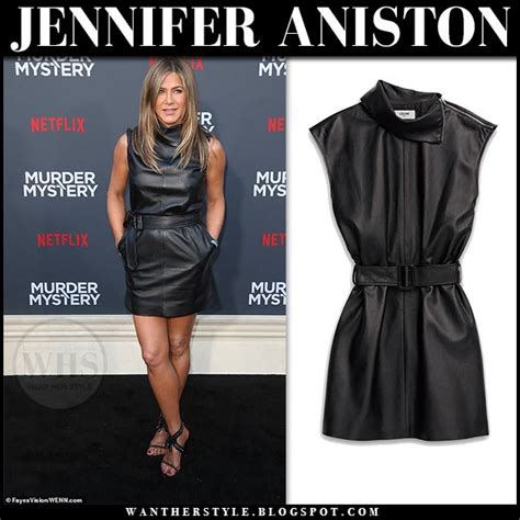 Jennifer Aniston In Black Leather Mini Dress At Murder Mystery Premiere