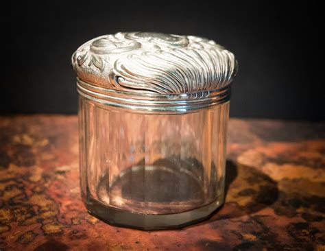 Antique British Silver Repousse Vanity Dressing Jar