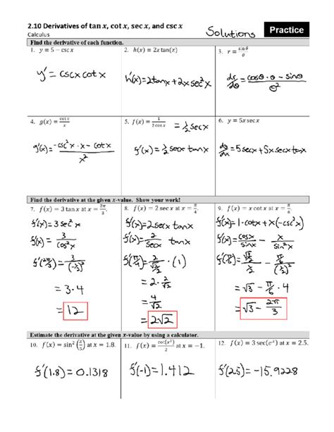 Ap Calculus Derivatives Worksheet