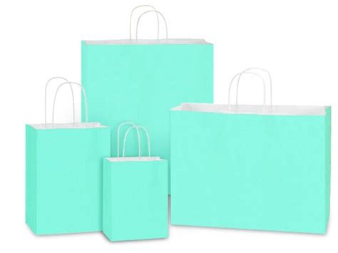 125 Aqua Blue Shopping Wedding T Bags Tinted Kraft Paper