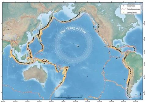 This would be the (in)famous ring of fire. about 24,900 miles (40,000 kilometers) long, it's where most of the world's earthquakes and volcanic events take place. 12 Dangerous Volcanoes Along the Ring of Fire - Owlcation ...