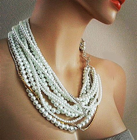 Bridal Statement Necklace Chunky Pearl Necklace Wedding