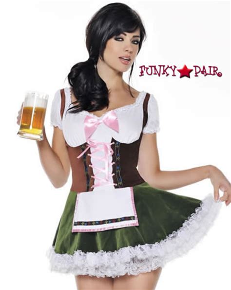 m8032 beer girl costume features a lace up dress
