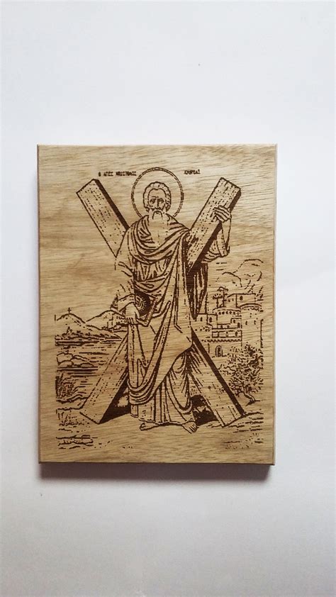 Saint Andrew The Apostle Wooden Christian Orthodox Icon By Kesisartgr