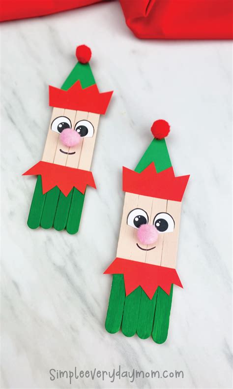 Festive Elf Popsicle Stick Craft With Template