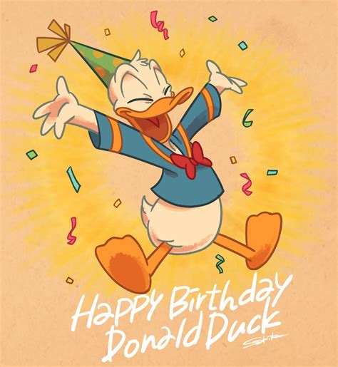 Art Of Sakiko Birthday Cartoon Donald Duck Drawing Happy Birthday