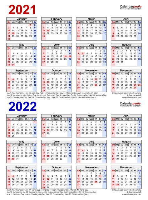 2 Year Calendar Printable 2020 2021 Word Pdf Image Free Printable 2020