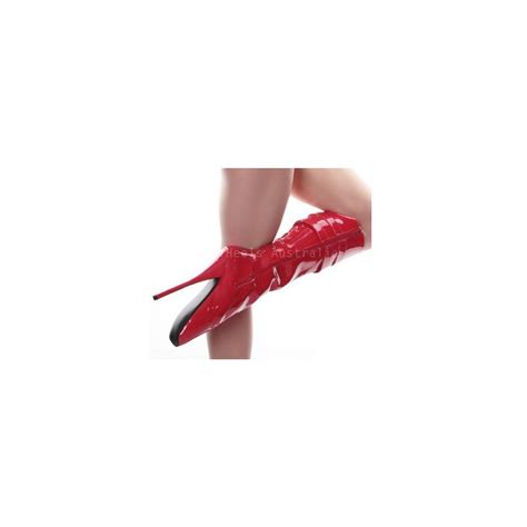 bondage black red knee high ballet boots back lace up iheels au