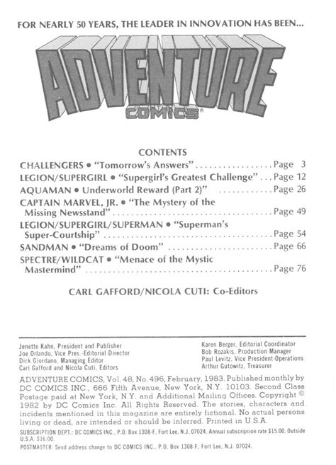 Days Of Adventure Adventure Comics 496 February 1983