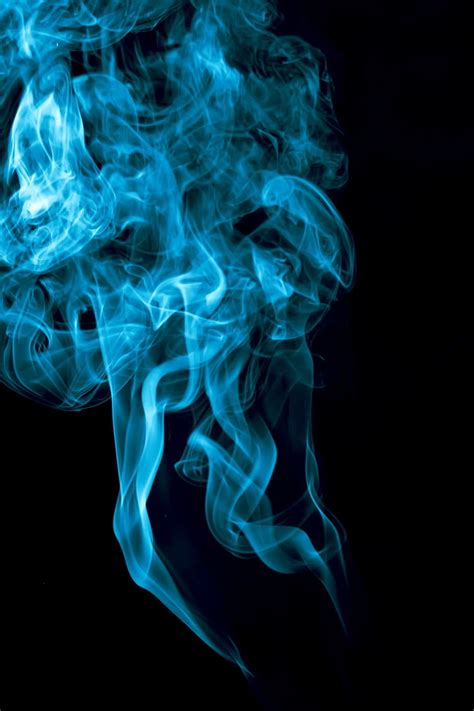 Blue Background Smoke Isolated Black Smooth Shape Abstract Wave