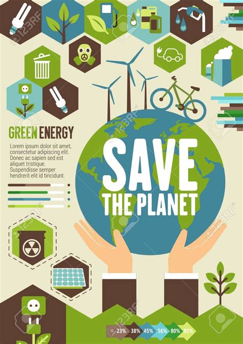 Green Energy Eco Banner For Save Planet Or Ecology And Environment