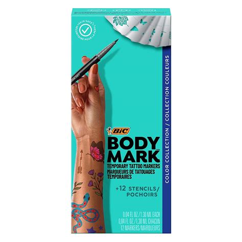 Buy Bodymark By Bic Temporary Tattoo Marker Skin Safe Mixed Brush