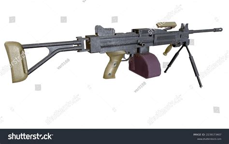 Negev Machine Gun Right Rear View Stock Illustration 2239173407