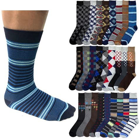 6 pairs men s colorful dress socks fun funky assorted color patterned size 10 13 ebay