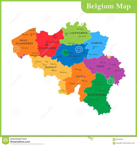 Carte administrative des provinces belge et de leur capitale régionale: El Mapa Detallado De La Bélgica Con Regiones O Estados Y ...