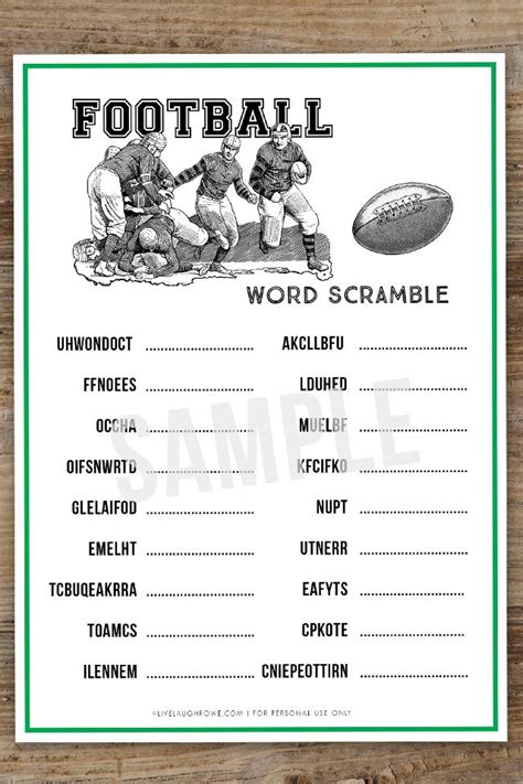 Football Word Search Answers