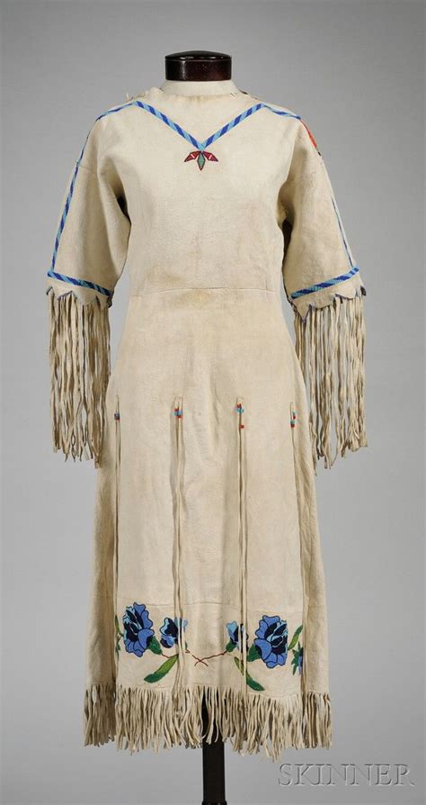 Native American Plains Beaded Hide Floral Decorated Dress Historic Lammers Trading Post